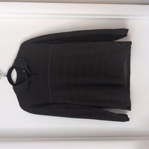 Men's Collared Striped Dark Gray Polo Shirt - Vintage Aesthetic